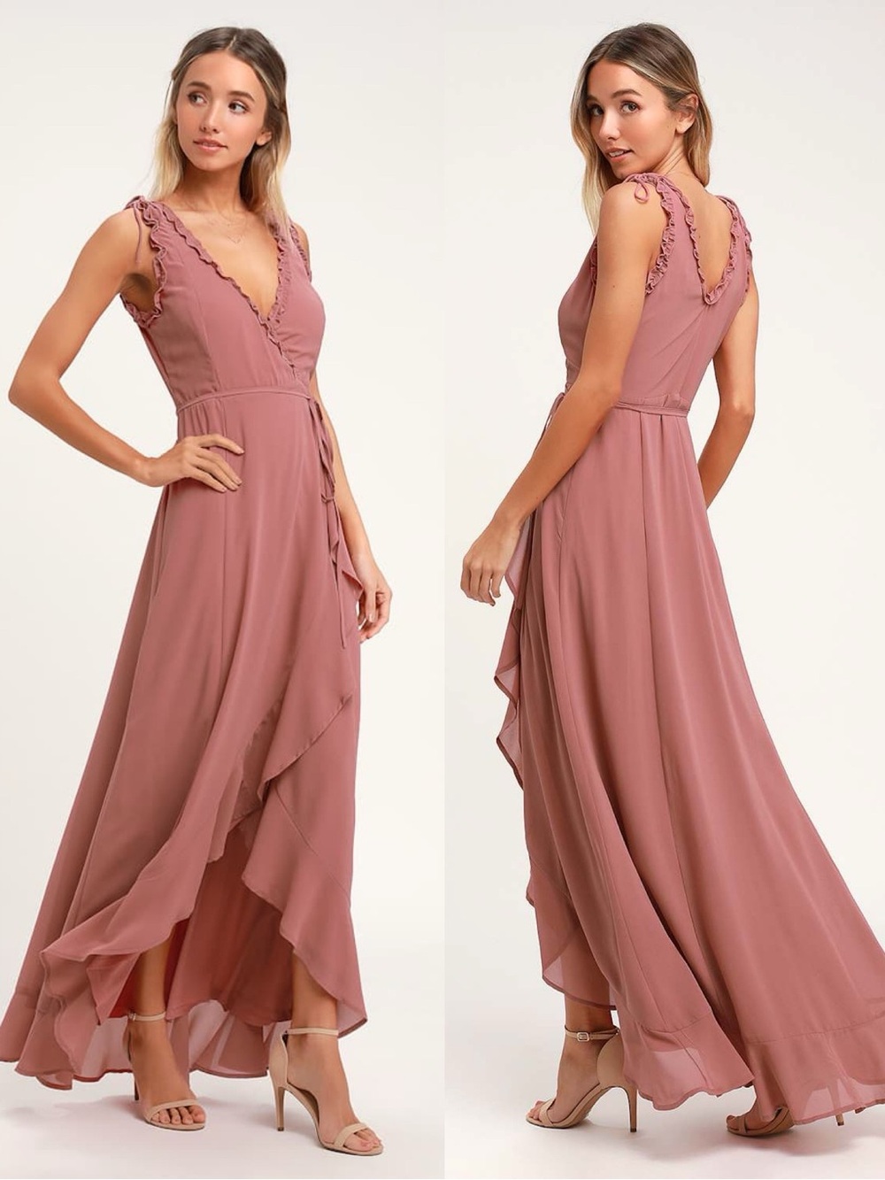 Lulus | Juliette Mauve Ruffled High-Low Wrap Dress